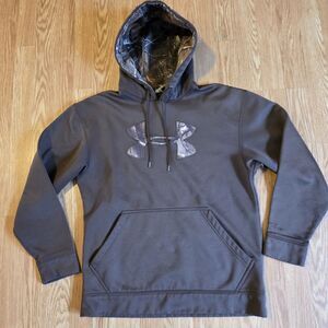 Under Armour Hoodie Mens Small Brown Camo Realtree Pullover Hooded Storm Hunting
